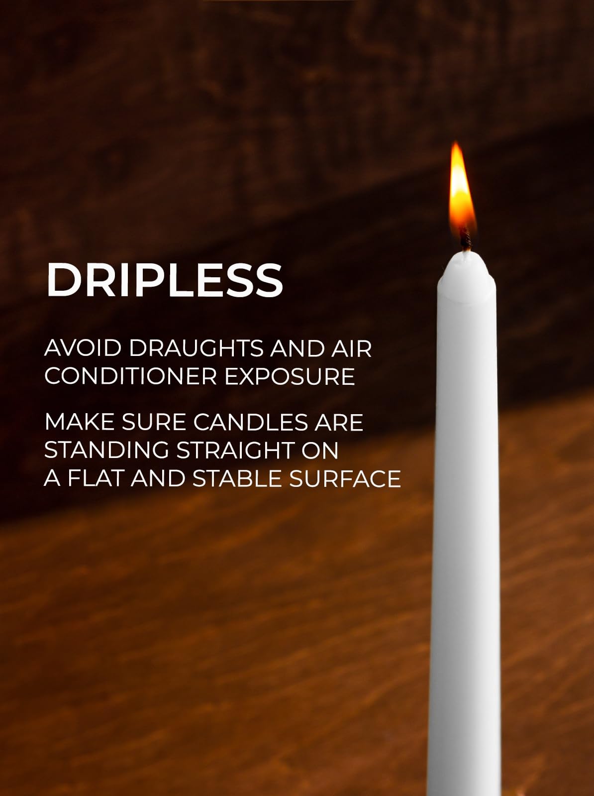 CandWax long-burning 12in white tapers extend moments of calm and warmth.