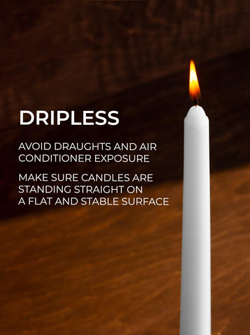 CandWax long-burning 12in white tapers extend moments of calm and warmth.