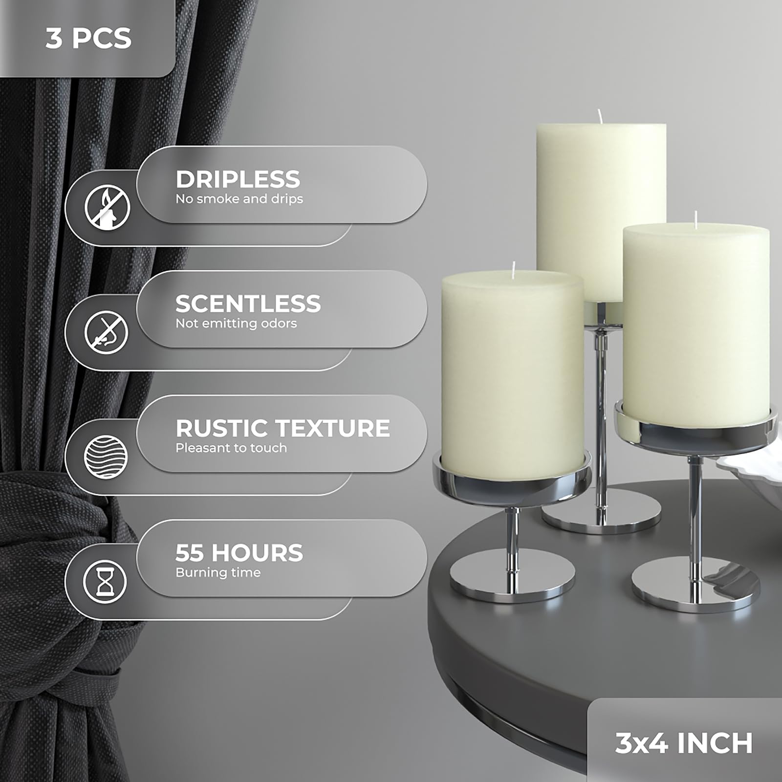 CANDWAX unscented ivory candles offer versatile use for weddings or dining tables.