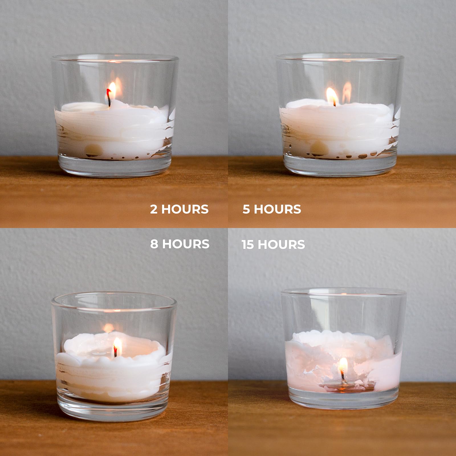 Candwax white votive candles with an elegant, uniform design for versatile decor.