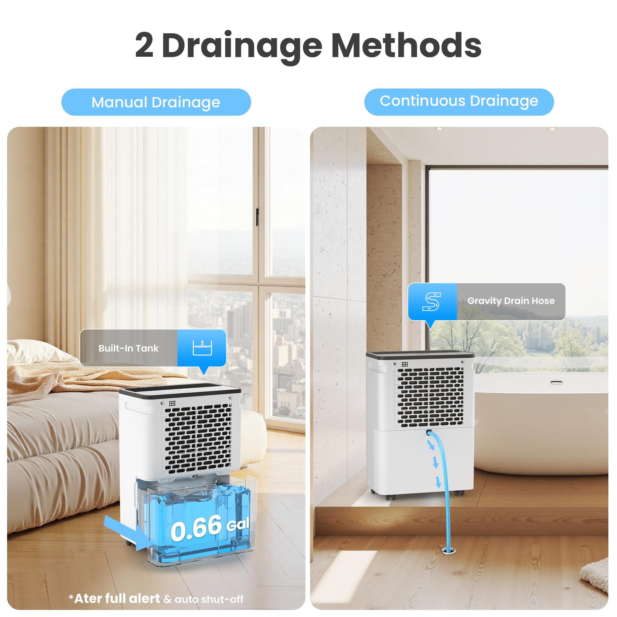 Handles and 360° wheels allow easy room-to-room movement