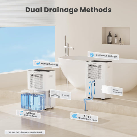 Candy dehumidifier tank and hose setup for continuous drainage during daily use