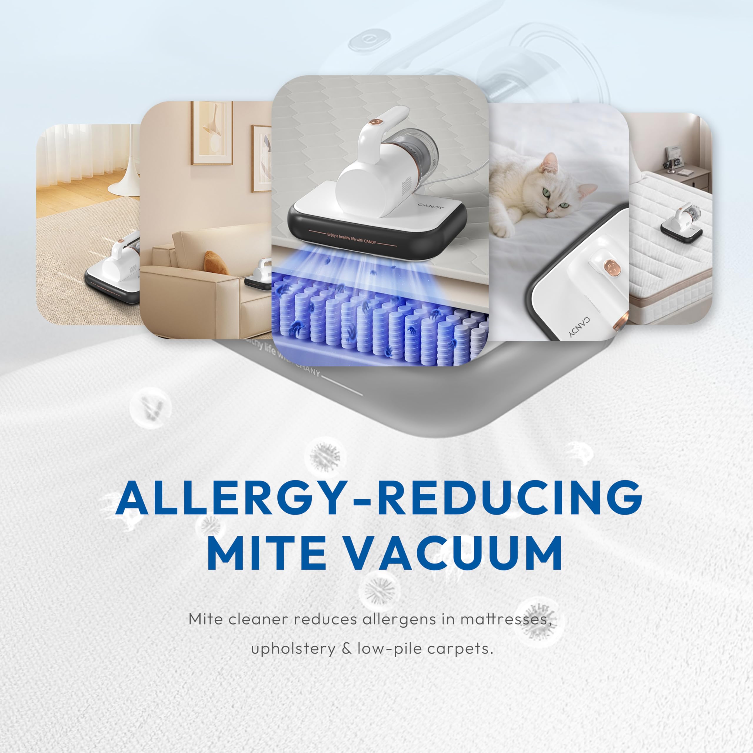 Candy Mattress Vacuum removes pet hair from sofa