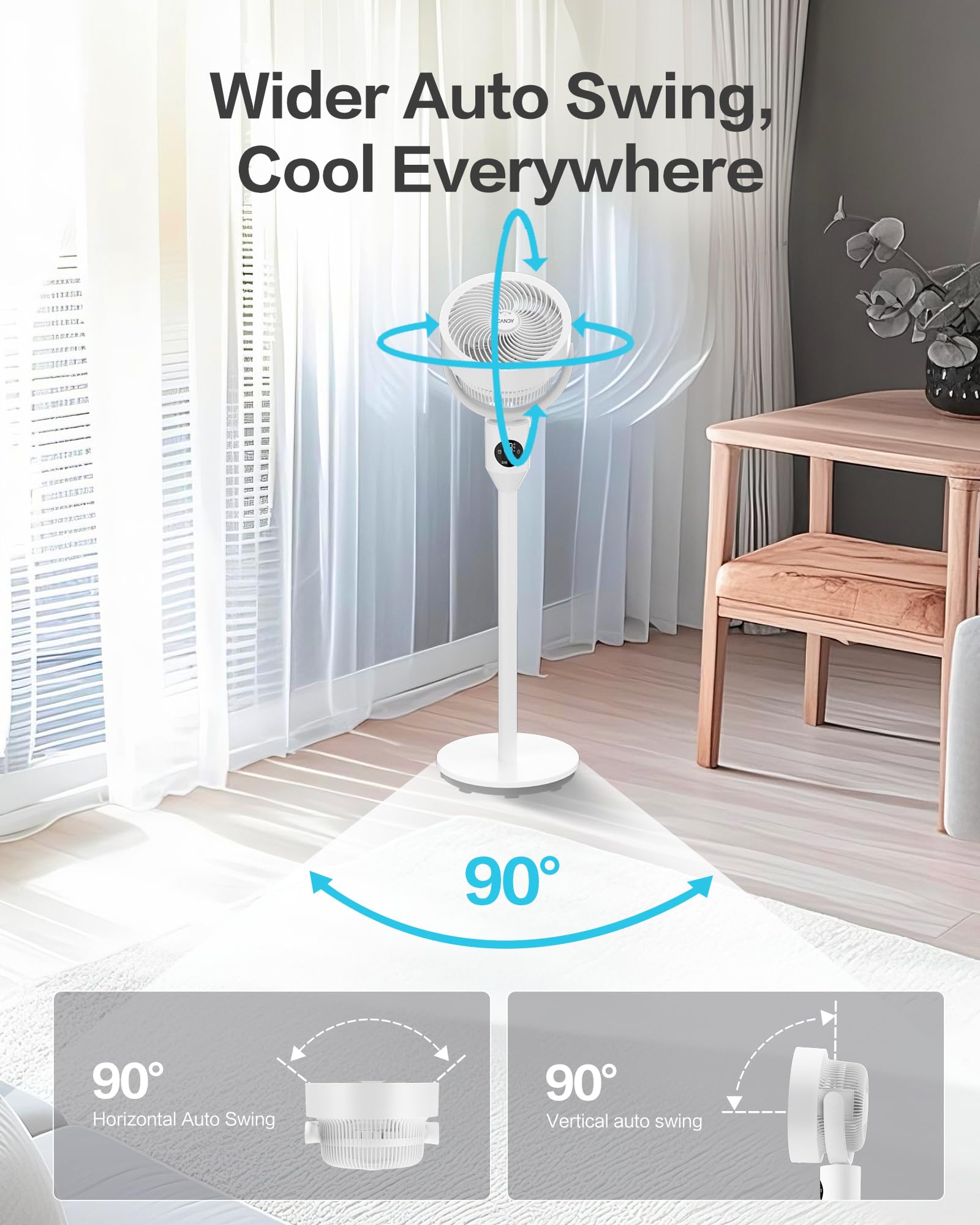 Candy Standing Fan quiet operation for sleep and focus