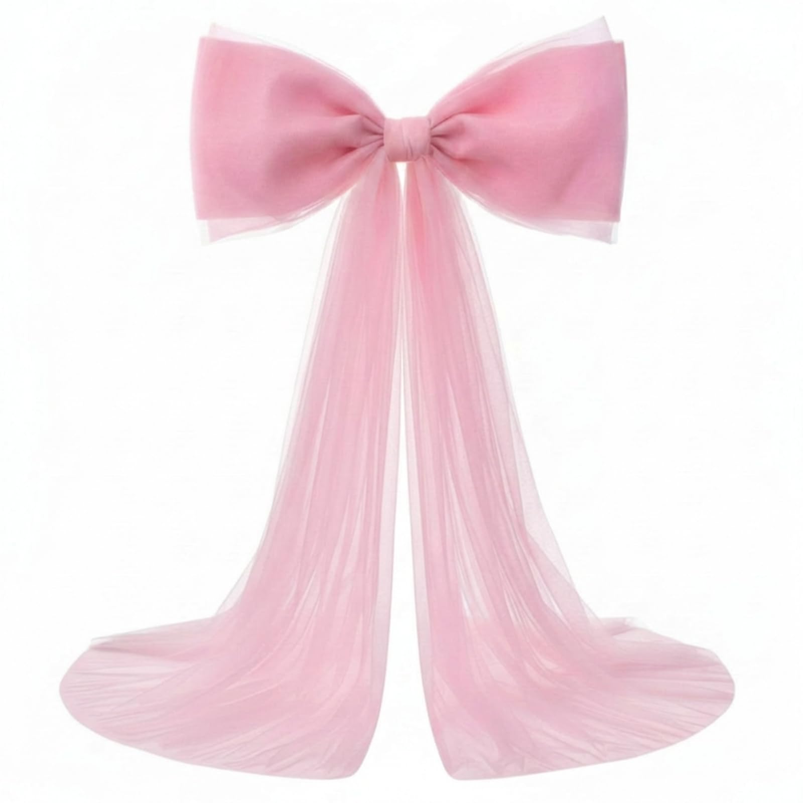 Canlierr extra large pink organza bow front view for an elegant wedding backdrop.