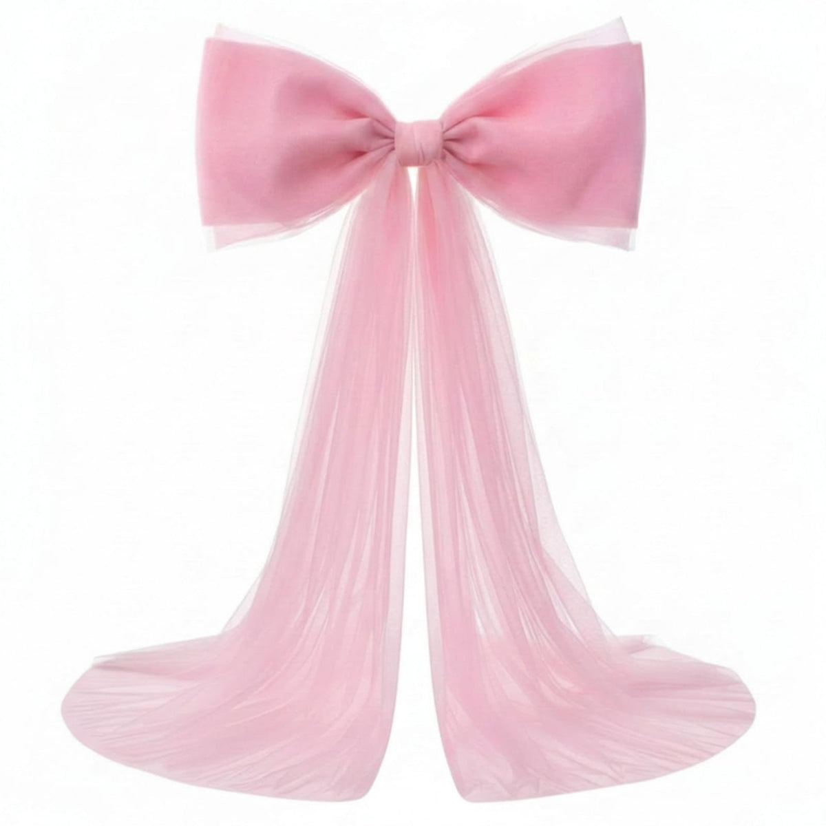 Canlierr extra large pink organza bow front view for an elegant wedding backdrop.