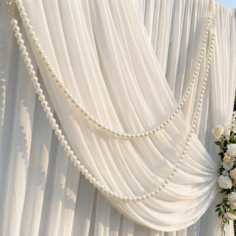 Canlierr giant pearl garland in ivory white for lush ceremony backdrops.