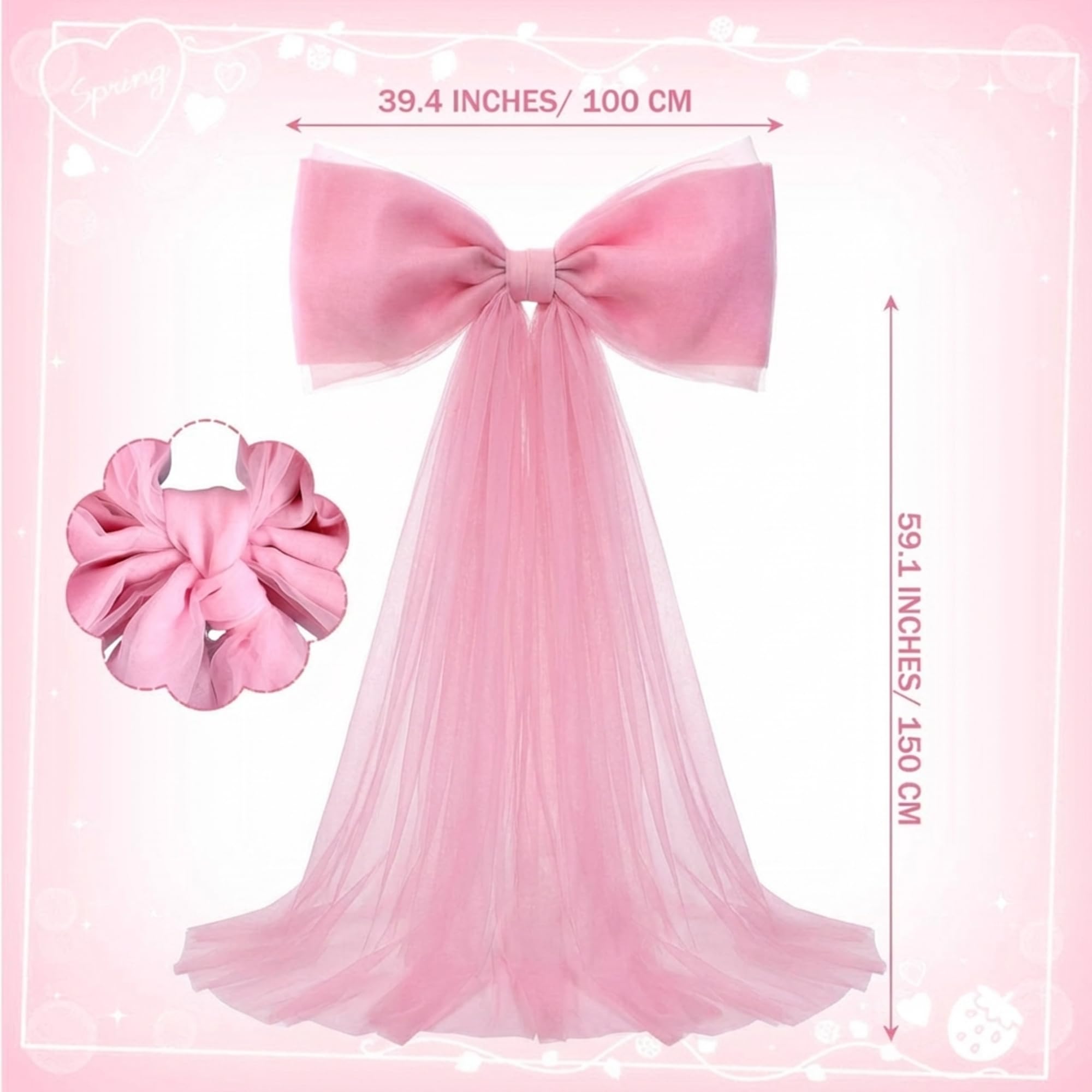 Canlierr giant pink tulle bow tails adds dramatic height for photo moments.
