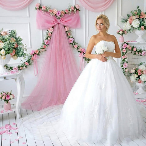 Canlierr pink organza bow hanging back enables quick secure setup.