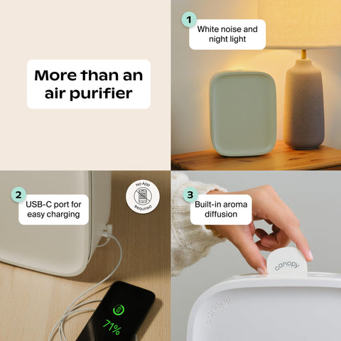 Canopy Bedside Air Purifier whisper-quiet operation for peaceful nights