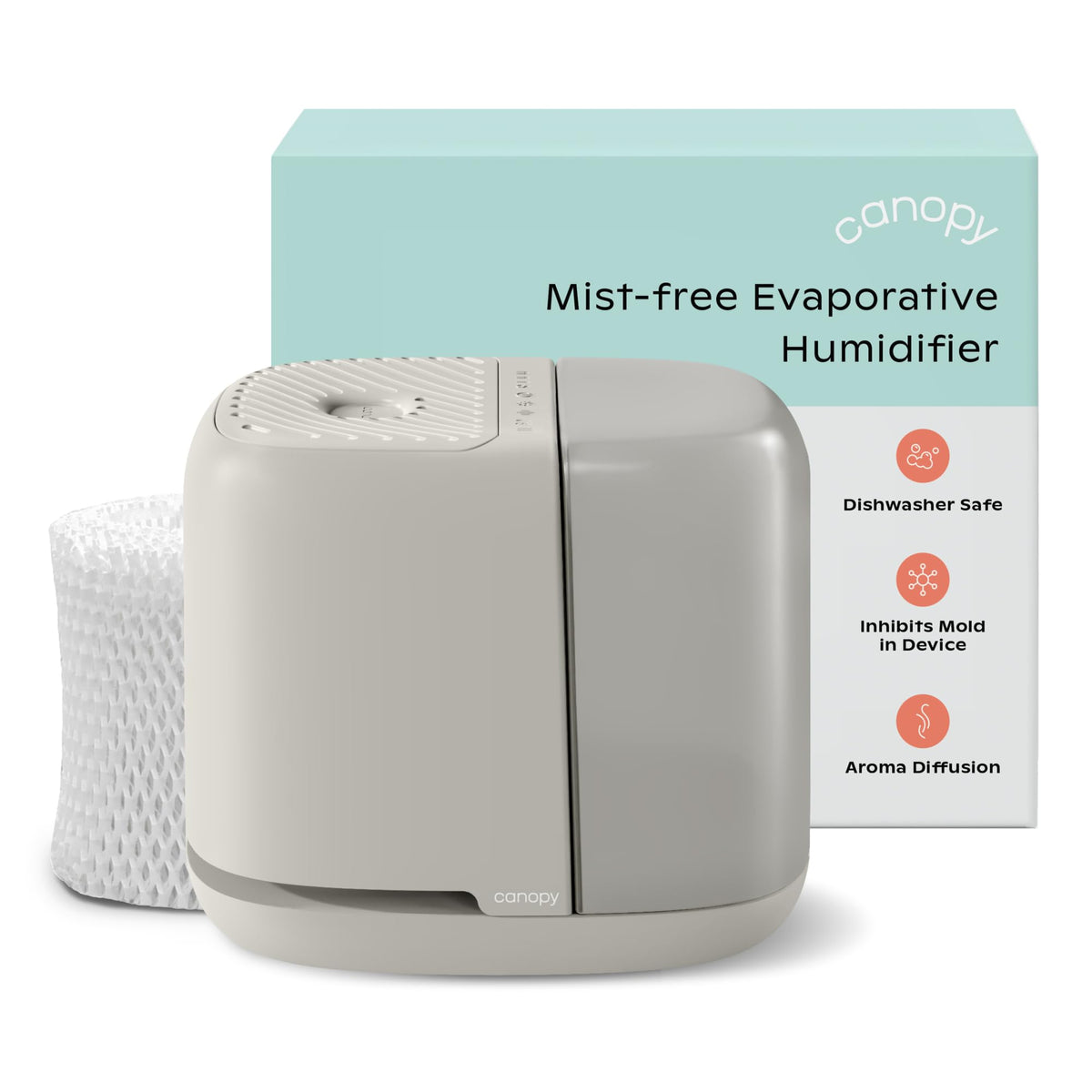 Canopy Bedside Humidifier 2.0 Moonstruck compact bedside design for comfortable humidity.