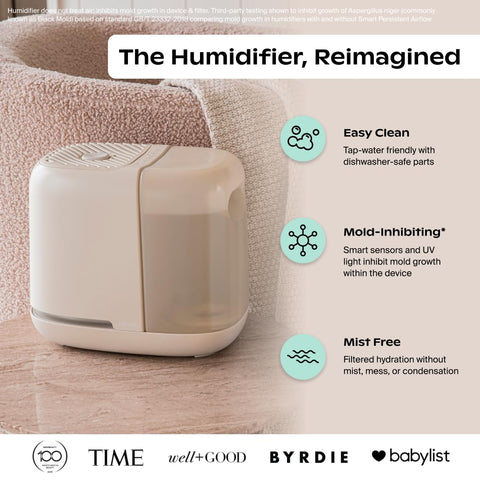 Canopy Bedside Humidifier 2.0 top view shows easy-fill 2.5L tank.