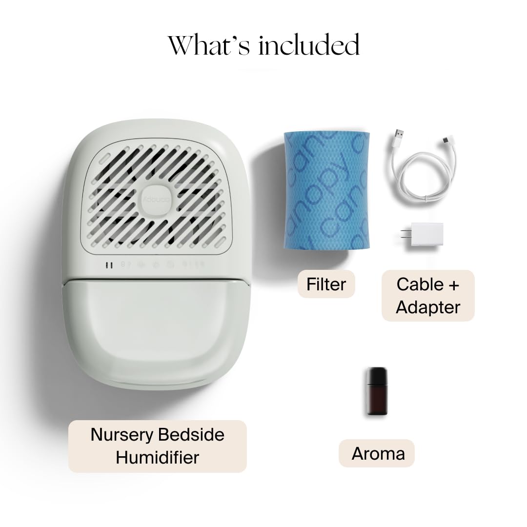 Canopy Nursery Humidifier 2.0 side shot highlights compact design for desks.