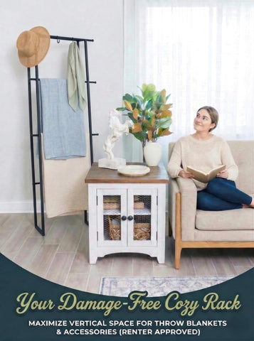 CANYAVE four-tier rack holding towels and blankets in a tidy vertical display.