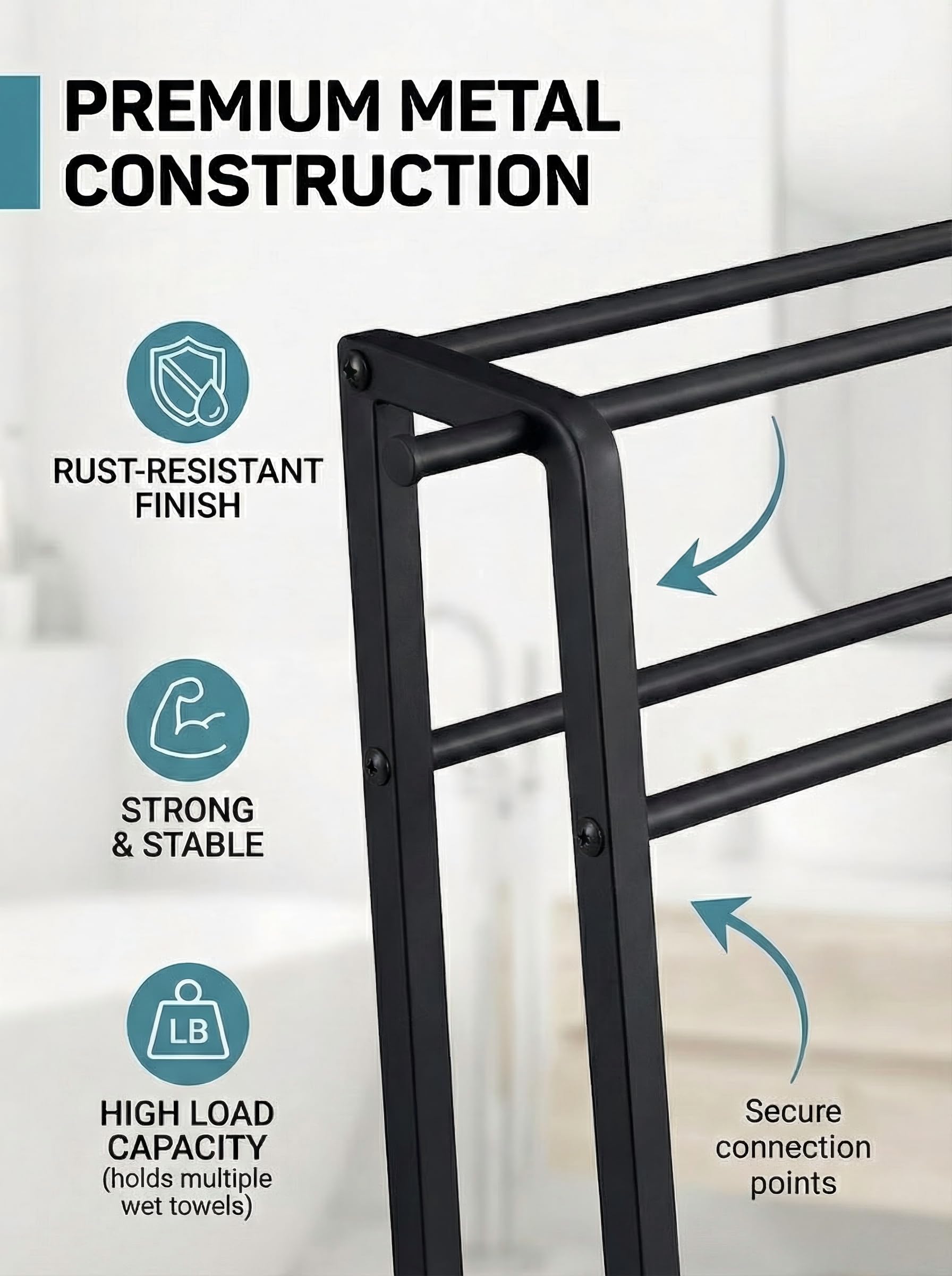 CANYAVE rust-proof steel construction offers durability for damp towels and frequent use.