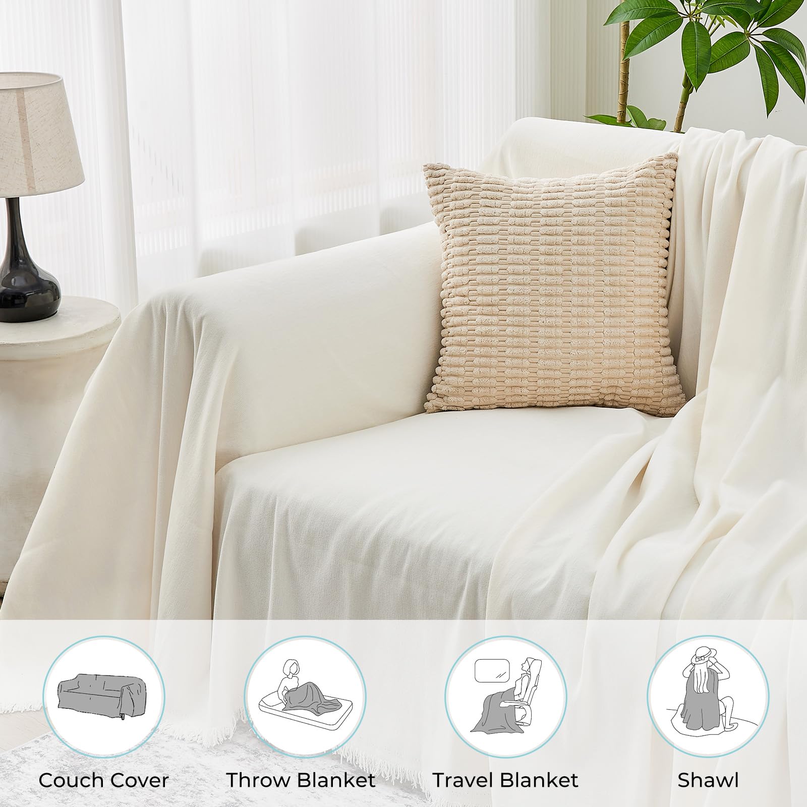 CAPALOCA easy installation drapes smoothly over sofa with tuck-in setup.