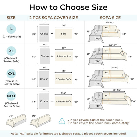 CAPALOCA L-shape couch cover on chaise for left or right configurations.