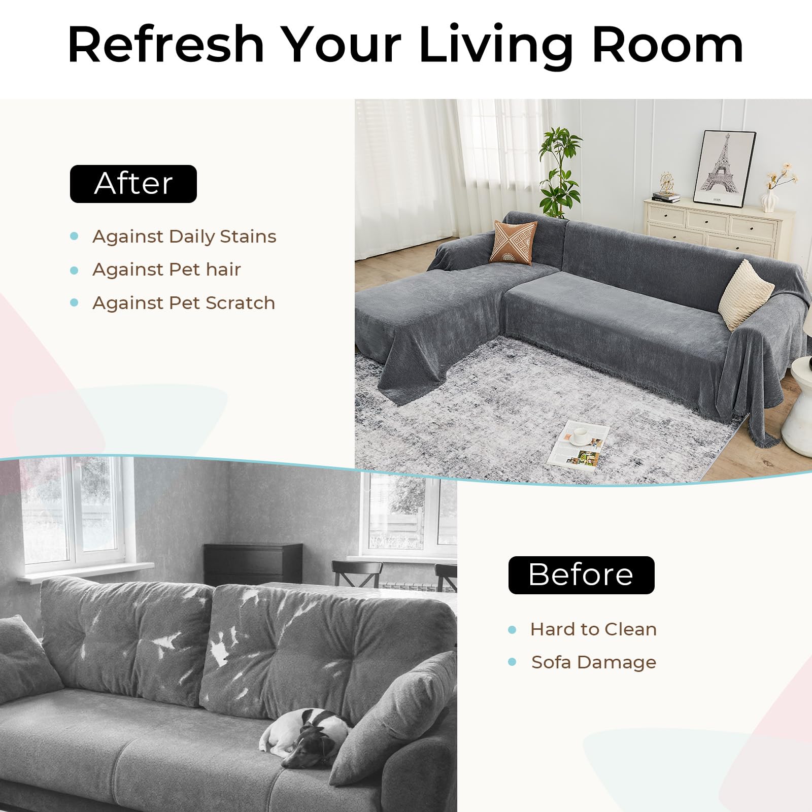 CAPALOCA washable sofa cover retains softness after laundering