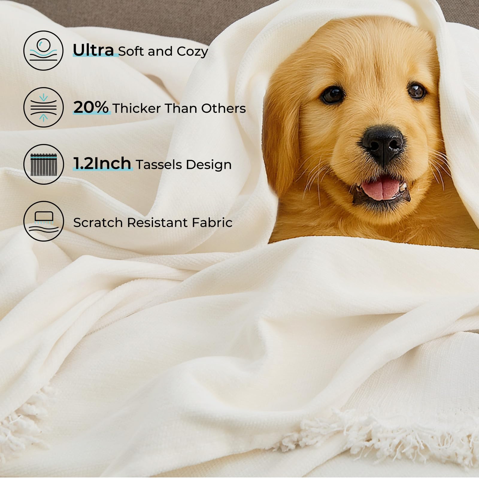 CAPALOCA XL beige couch cover offers durable, washable protection for large sofas.