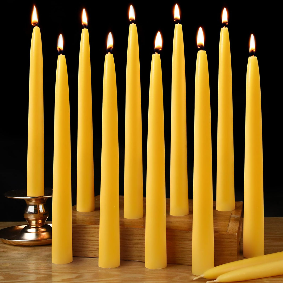 Capaniel 10inch beeswax taper candle pack for natural ambience and steady light.