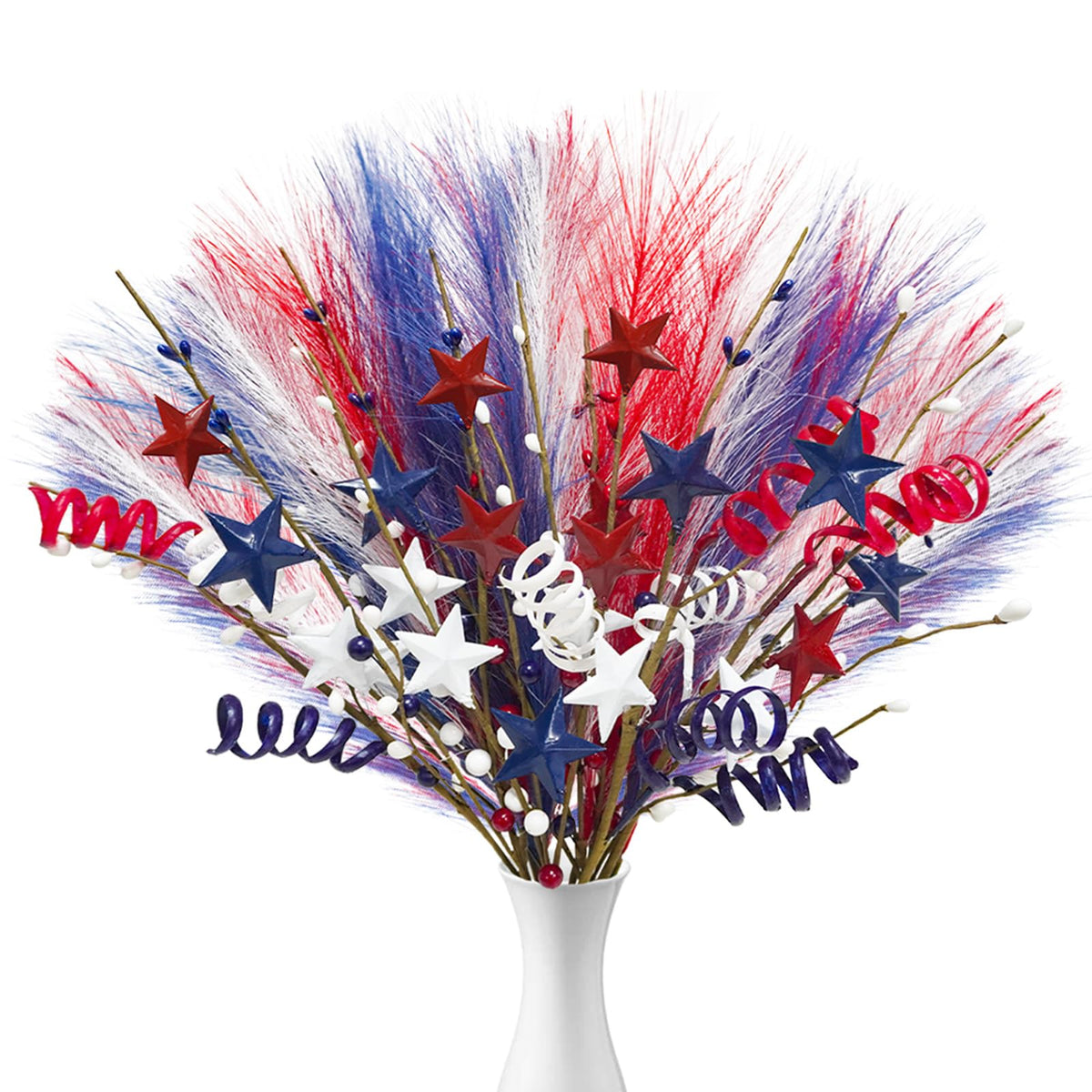 Caplidou 4th of July berry stems with stars brighten patriotic centerpieces.