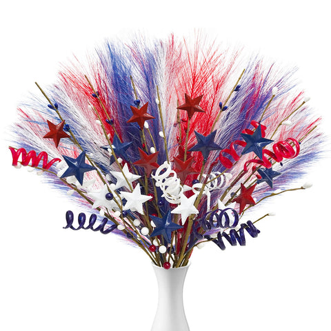 Caplidou 4th of July berry stems with stars brighten patriotic centerpieces.