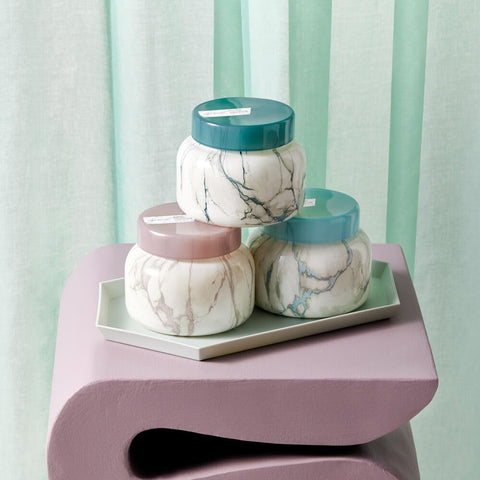 Capri Blue decorative jar candle enhances shelf display