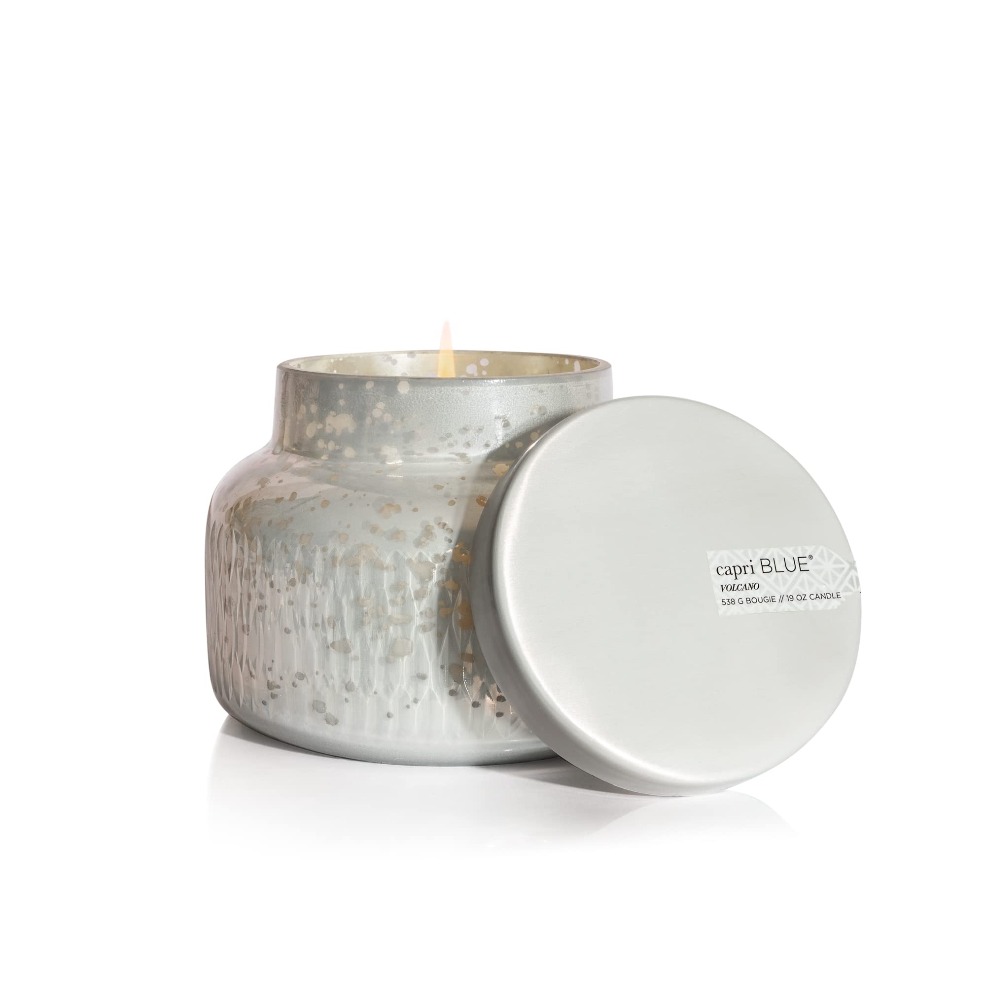 Capri Blue Holiday Mercury jar candle with mercury finish for festive ambiance.
