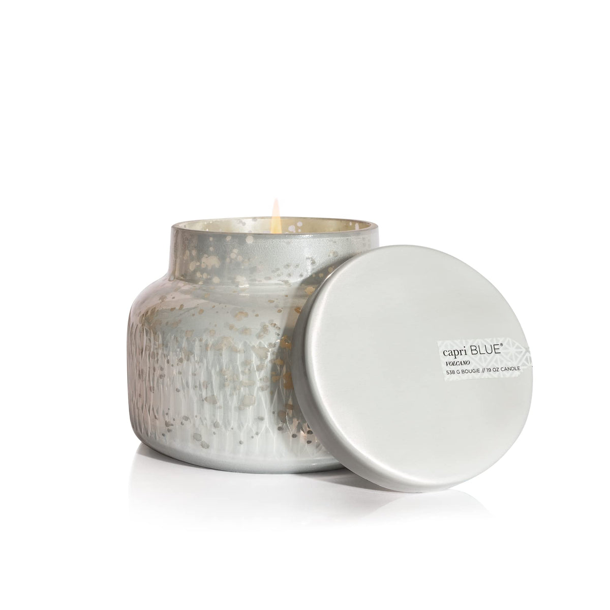 Capri Blue Holiday Mercury jar candle with mercury finish for festive ambiance.