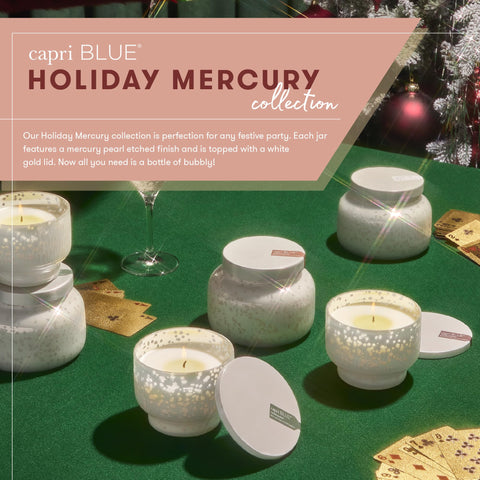 Capri Blue Holiday Mercury packaging enhances holiday gifting appeal.
