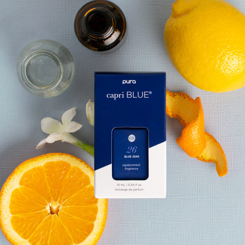 Capri Blue Pura Blue Jean refill pack with two vials for plug-in diffusers, lasting ambience