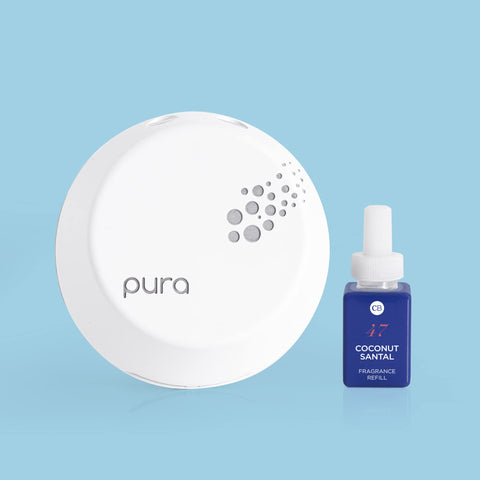 Capri Blue Pura Havana Vanilla refill bottle close-up - premium fragrance bottle for refined spaces.