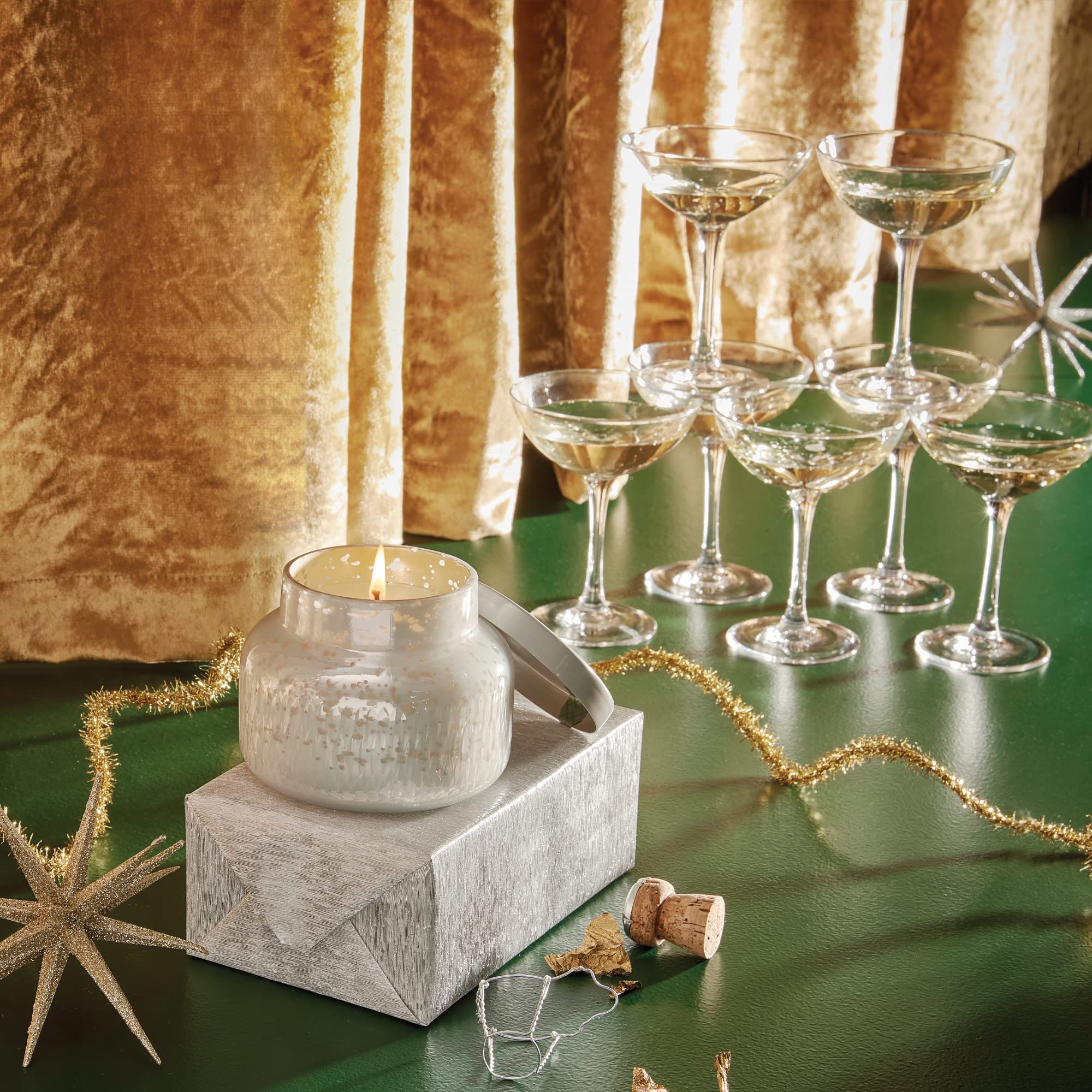 Capri Blue soy wax candle burning cleanly with long-lasting fragrance.