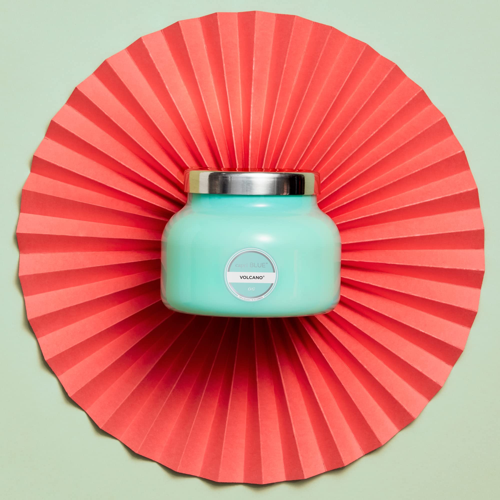 Capri Blue Volcano Aqua glass jar adds tropical scent to any space.