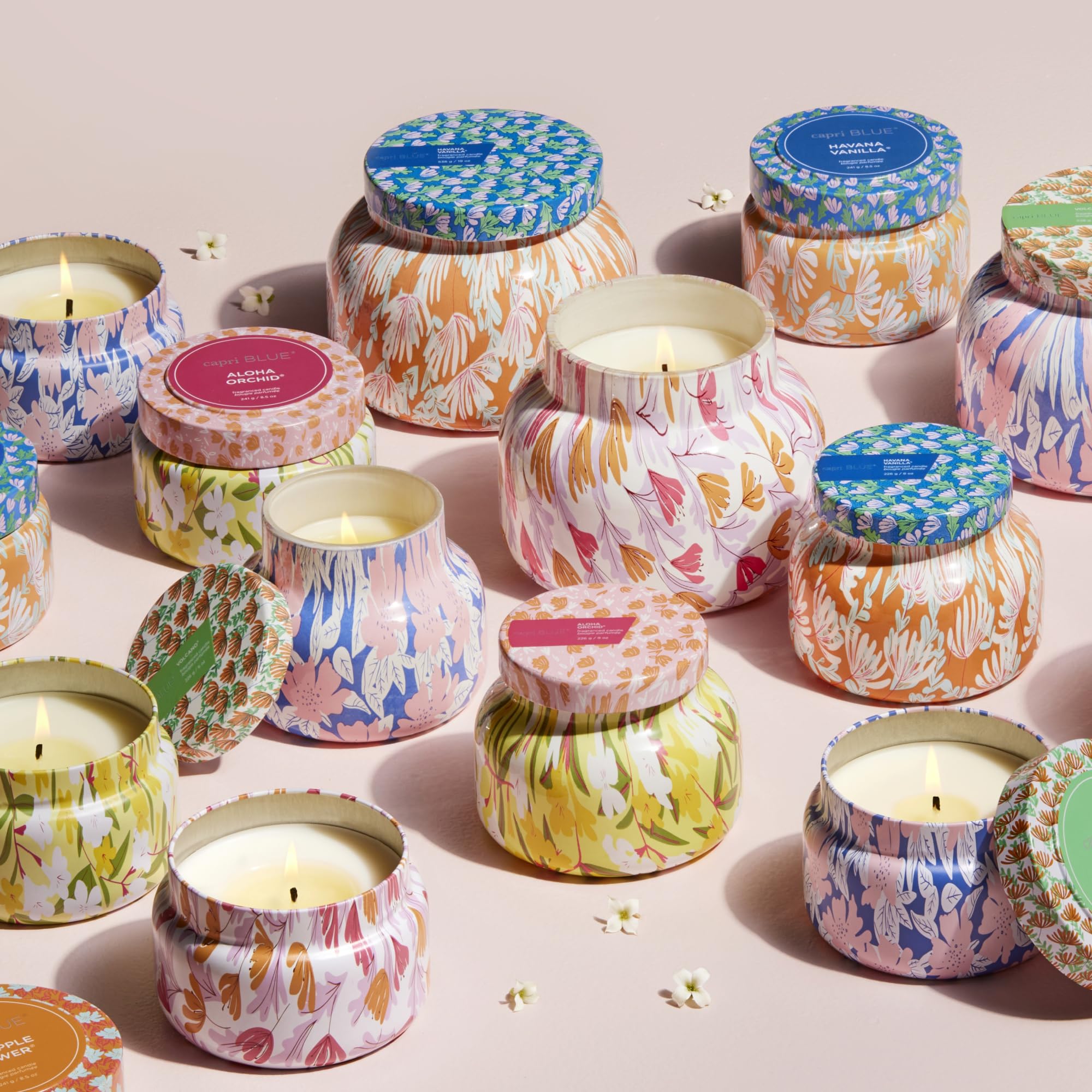 Capri Blue volcano bathroom ambiance in a compact candle