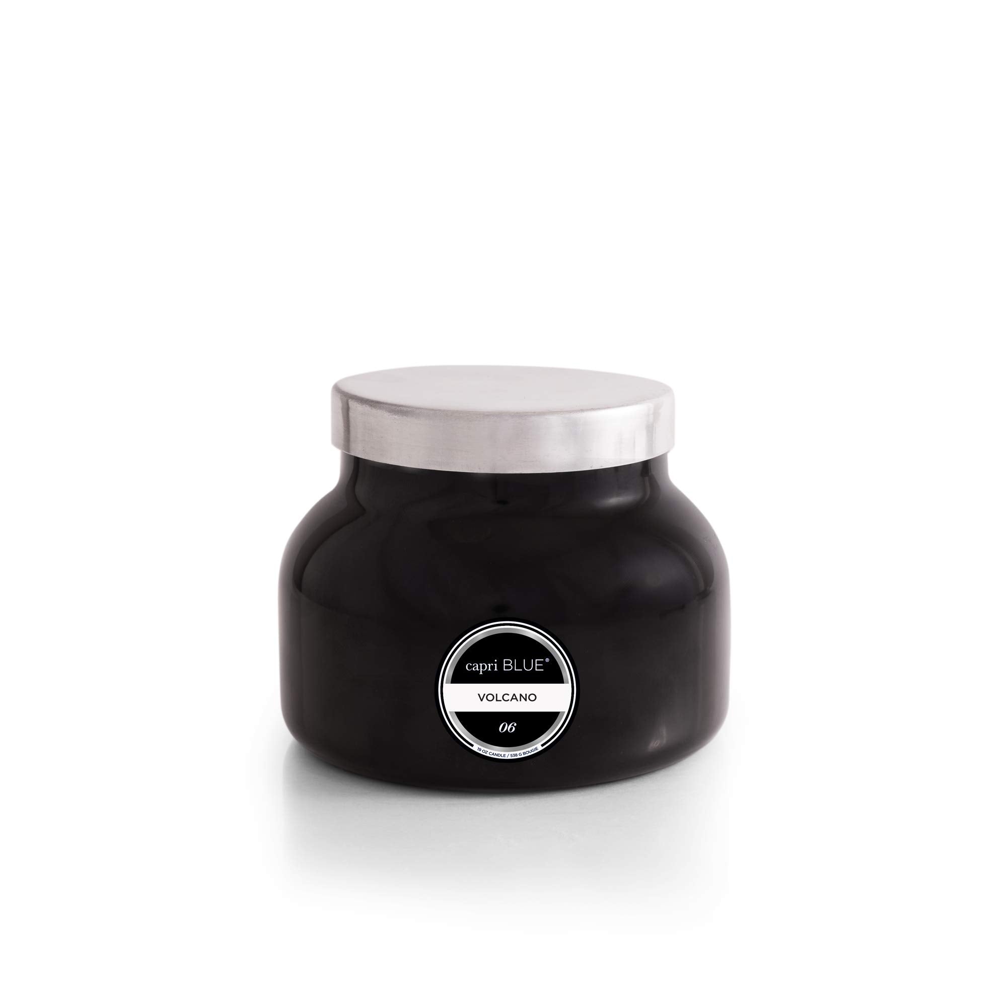 Capri Blue Volcano black jar candle 19oz for bold ambiance and long lasting aroma.