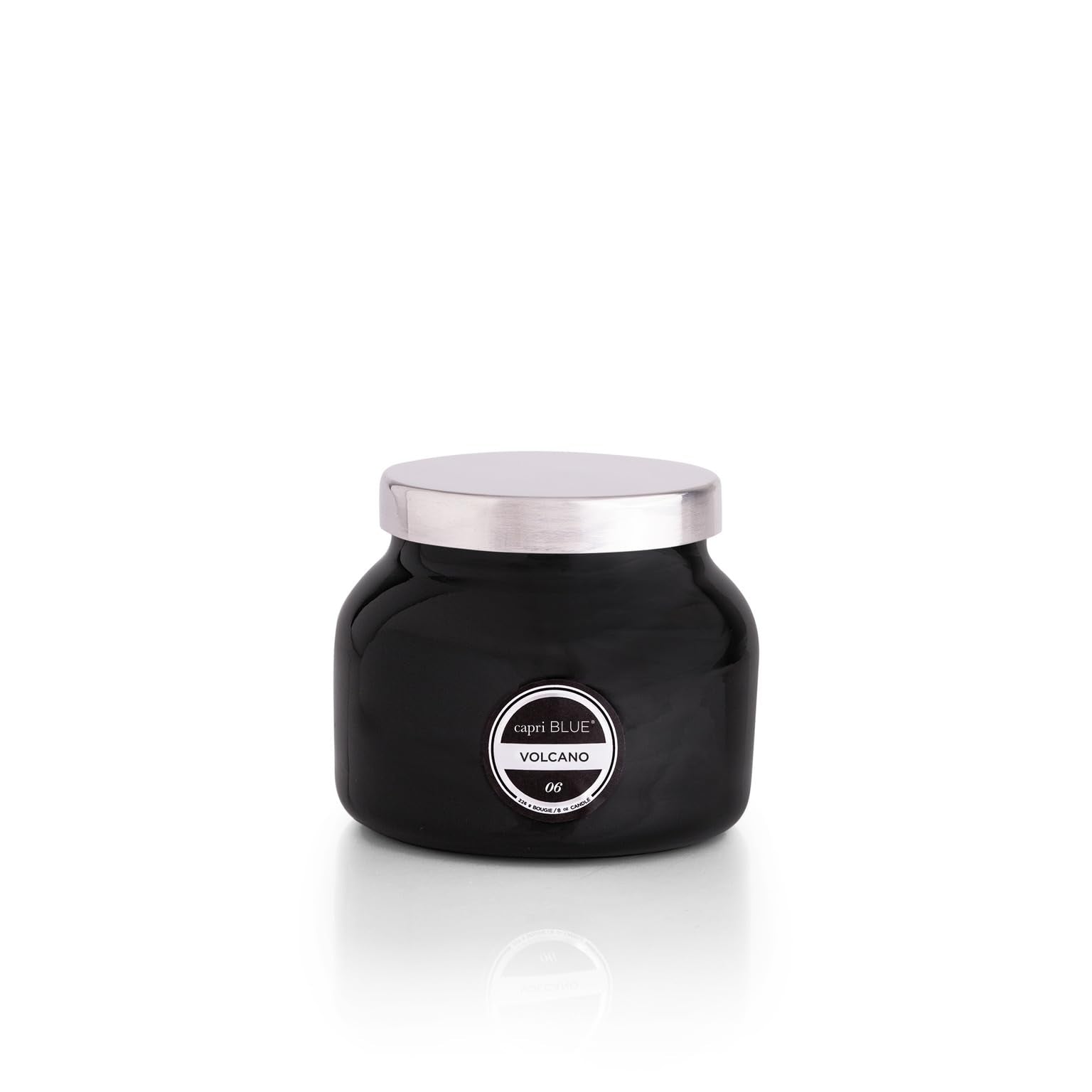 Capri Blue Volcano black 8 oz jar shines as a modern centerpiece for living spaces.