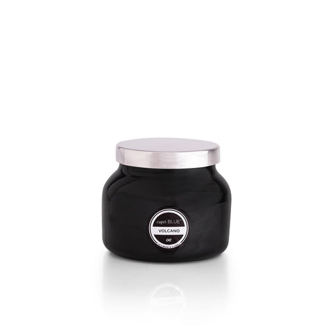 Capri Blue Volcano black 8 oz jar shines as a modern centerpiece for living spaces.