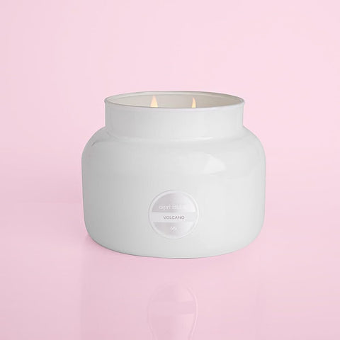 Capri Blue Volcano packaging image shows sturdy, reusable glass jar.