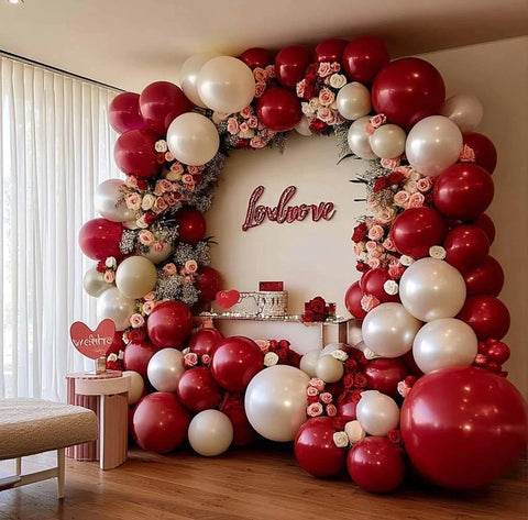Captank double stuffed dark red balloons for a durable arch