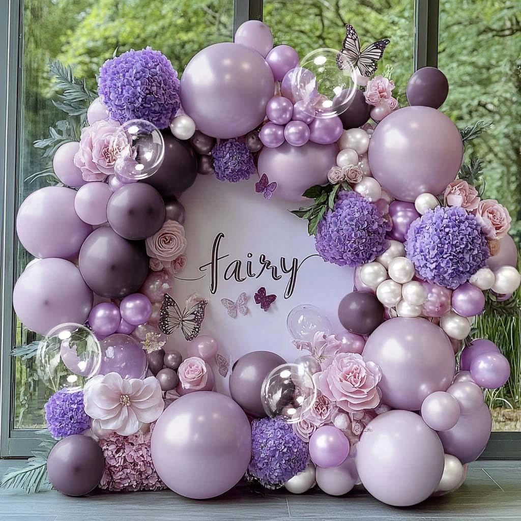 Captank purple curling ribbon finishes the garland