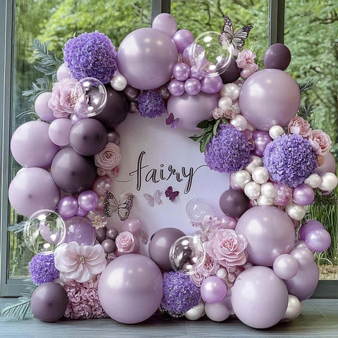 Captank purple curling ribbon finishes the garland