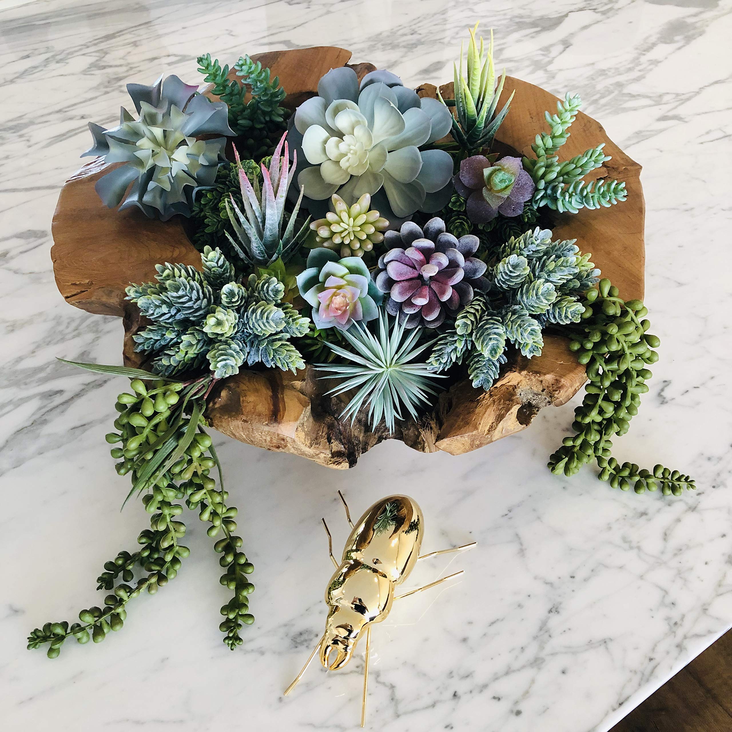 caqpo artificial succulents 15-pack lifelike colors brighten desks and shelves.