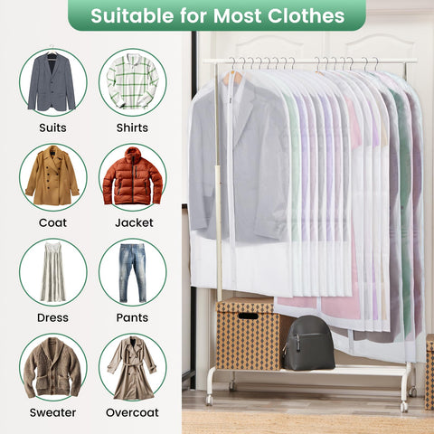 Carbrea translucent 24x55 garment bag for longer garments and gowns.