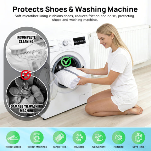 Carefree Finds machine-wash-safe design protects sneakers and keeps machines scratch-free.