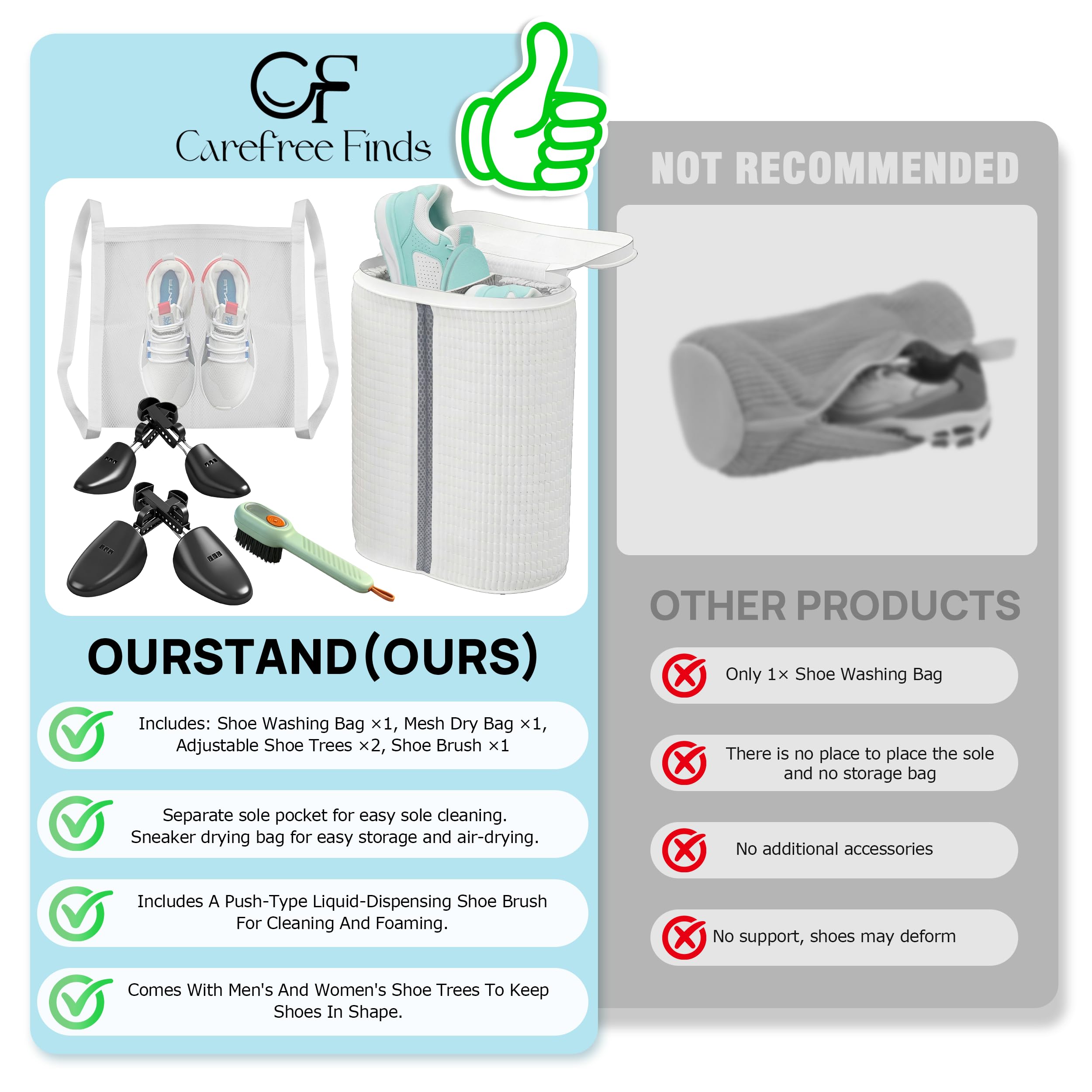 Carefree Finds sneaker dryer bag aids airflow and faster drying between cycles.
