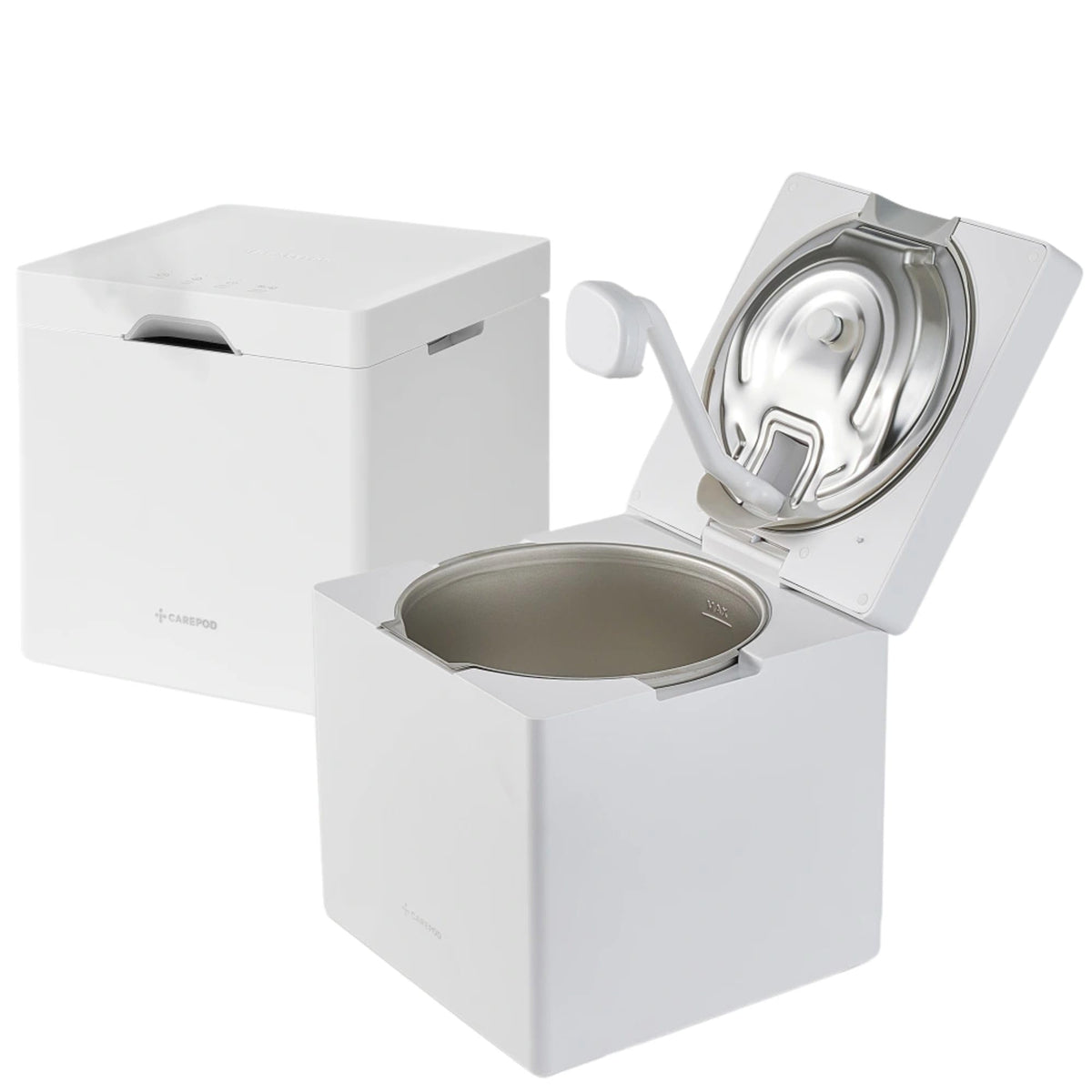 Carepod Cube Plus X50V humidifier front view with stainless steel, easy maintenance.
