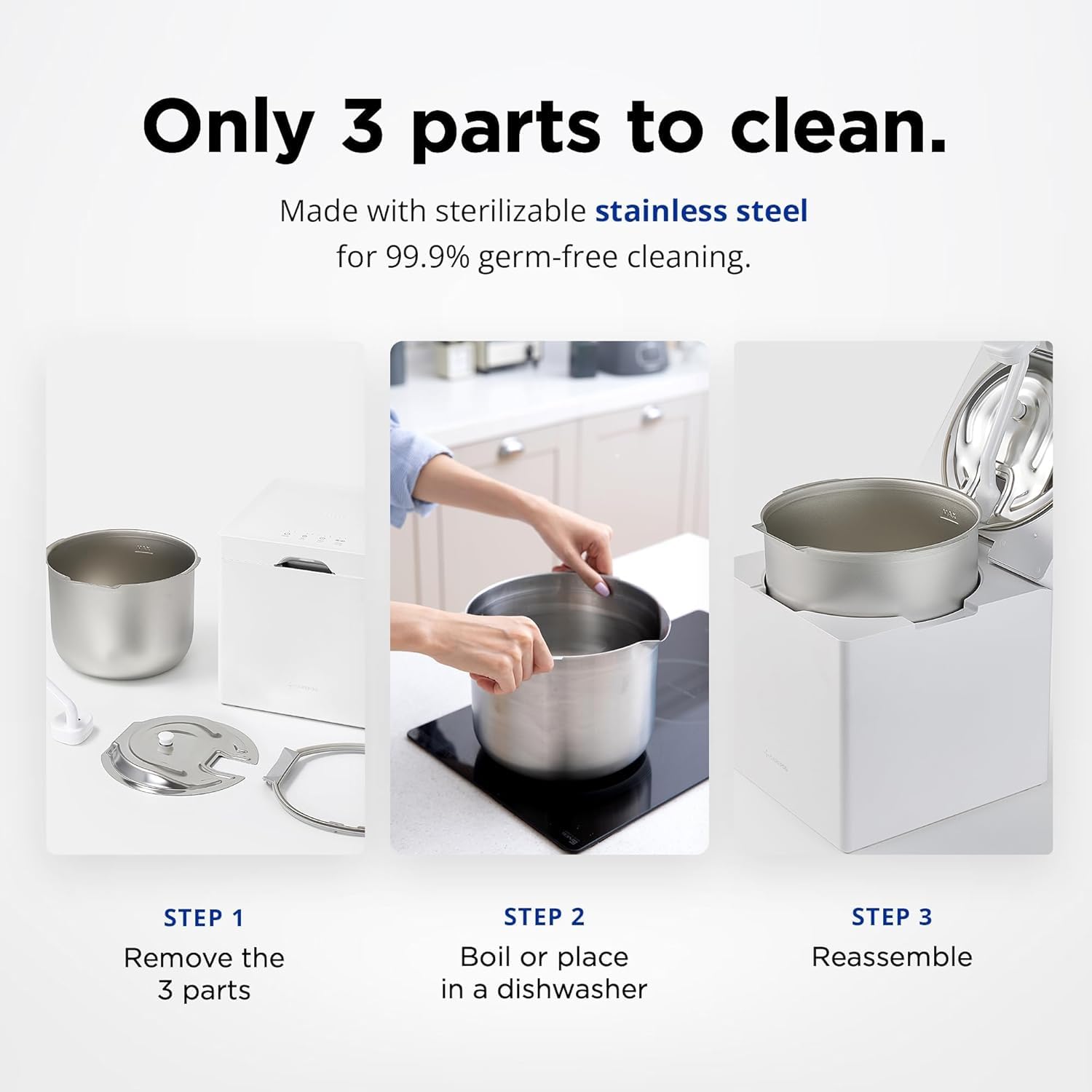 Carepod Cube Plus X50V removable stainless tank for easy cleaning.