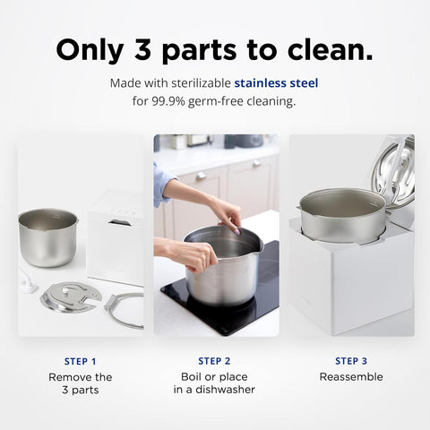 Carepod Cube Plus X50V removable stainless tank for easy cleaning.
