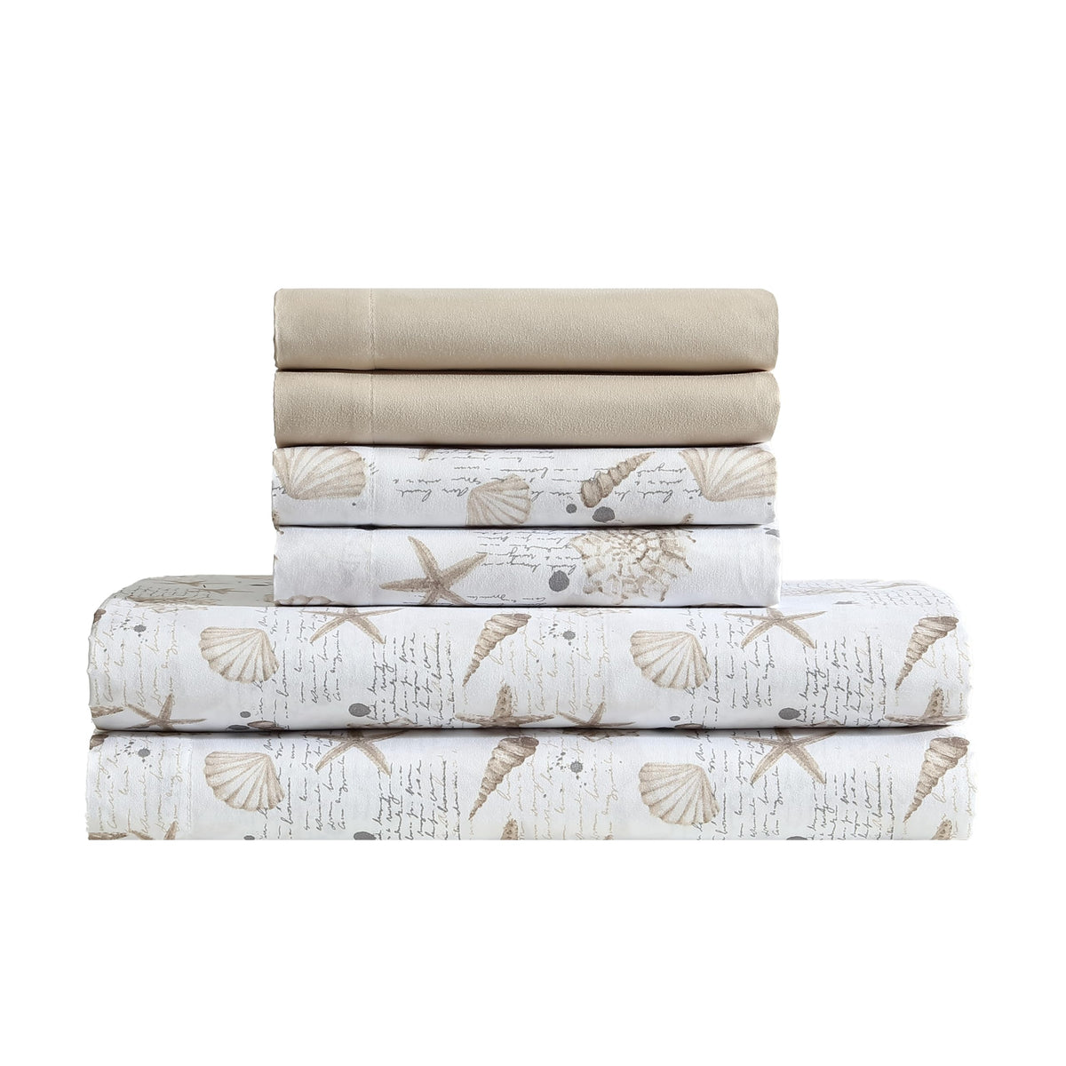 Caribbean Joe 6-piece sheet set with flat sheet showcases tropical coastal design for stylish sleep.